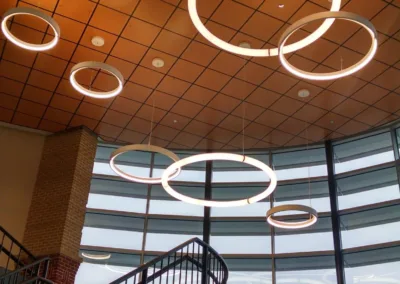 The ceiling is made of wood.